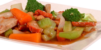 Pork with Vegetables and Almonds Chinese Food