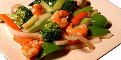 Shrimps with Mixed Vegetables Chinese Food